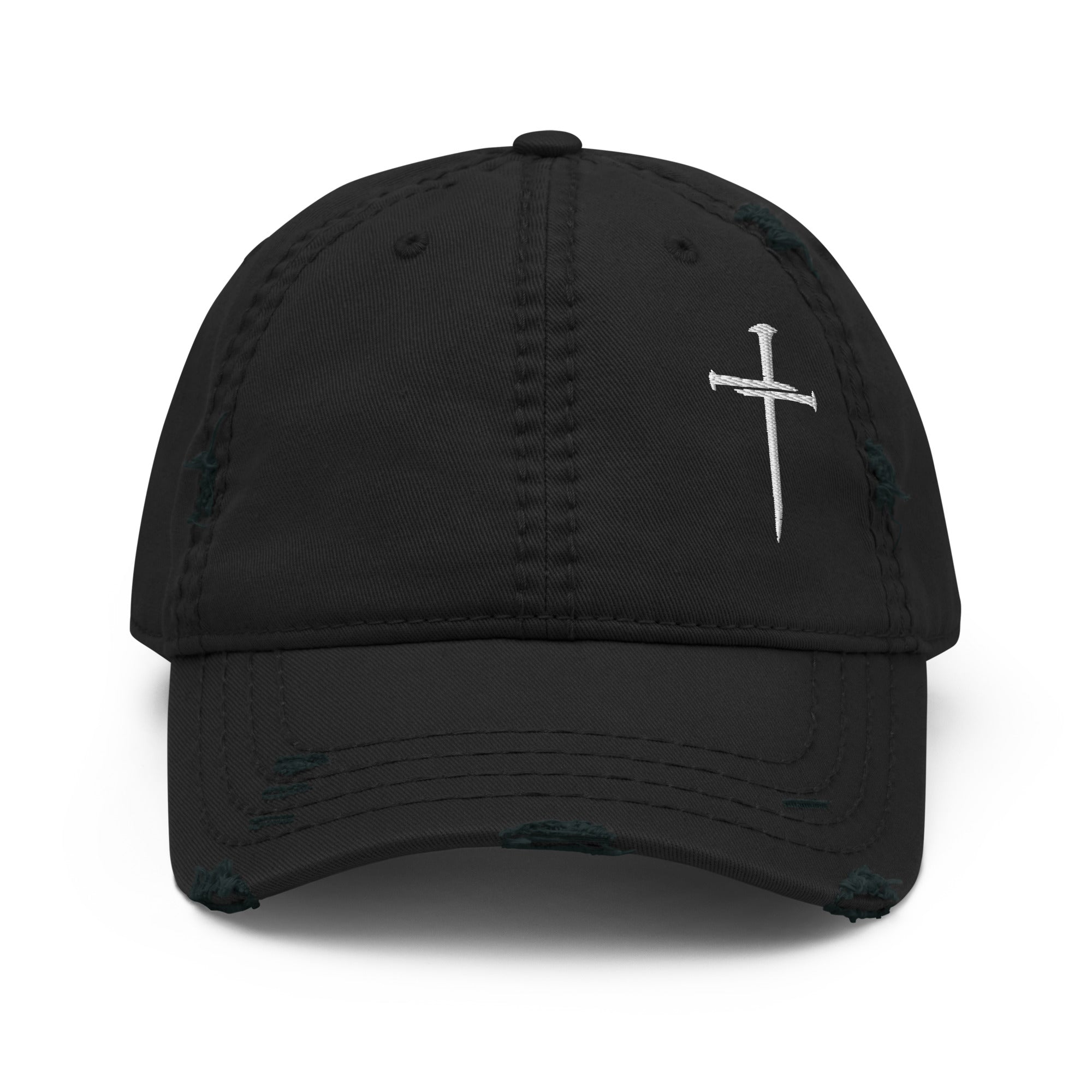 3 Nails Cross Distressed Christian Dad Hat: Faith You Can Wear